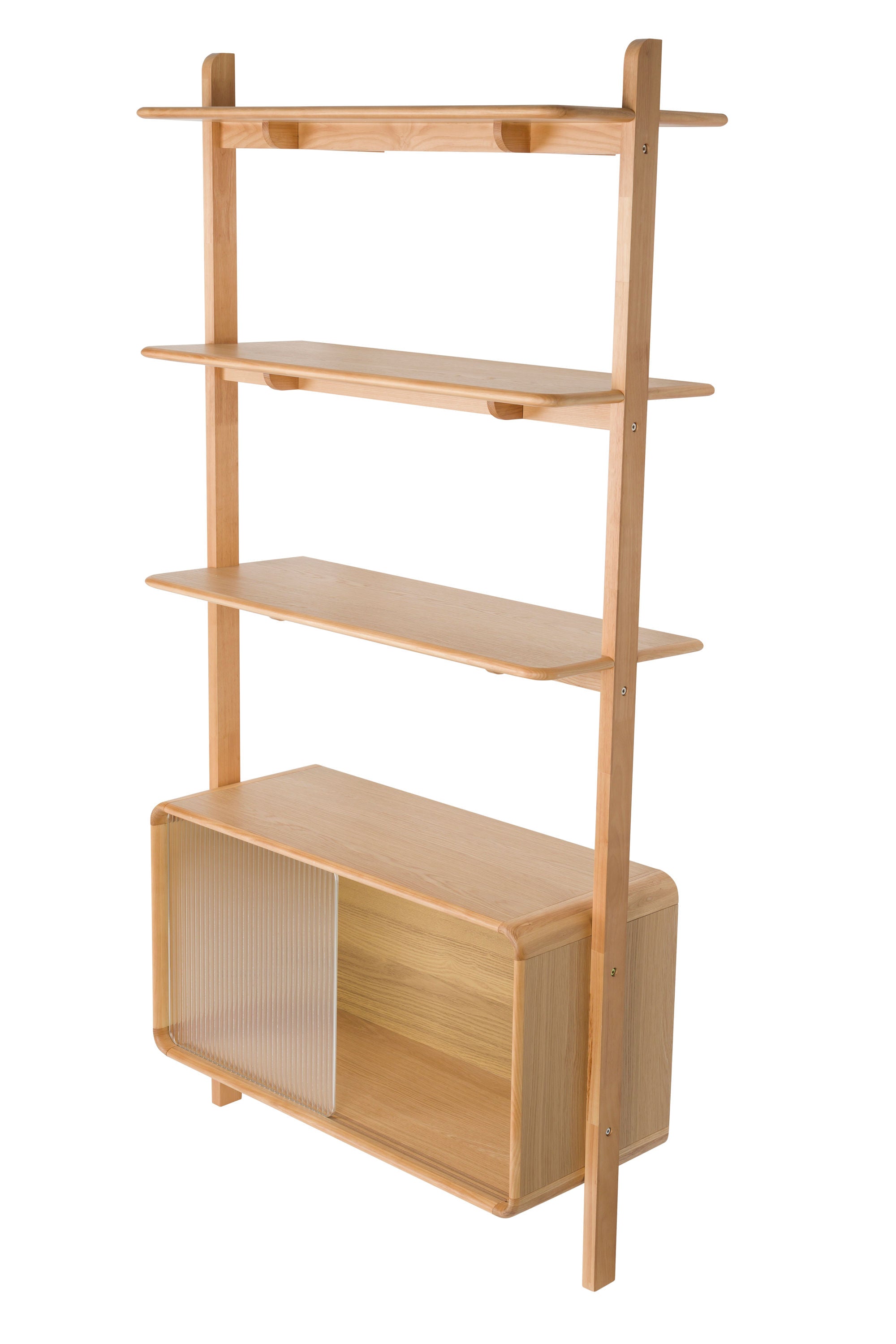 Zuiver Rise Natural Oak Wood & Ribbed Glass Display Unit